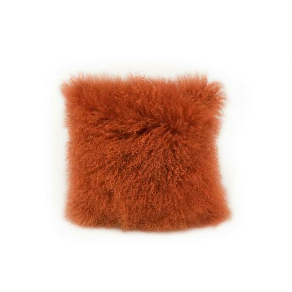Moes Home Collection Lamb Synthetic Fur Pillow- Orange XU-1000-12